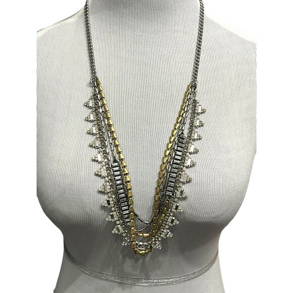 Stella & Dot Multi Layered Necklace Mixed Metals - Picture 1 of 3
